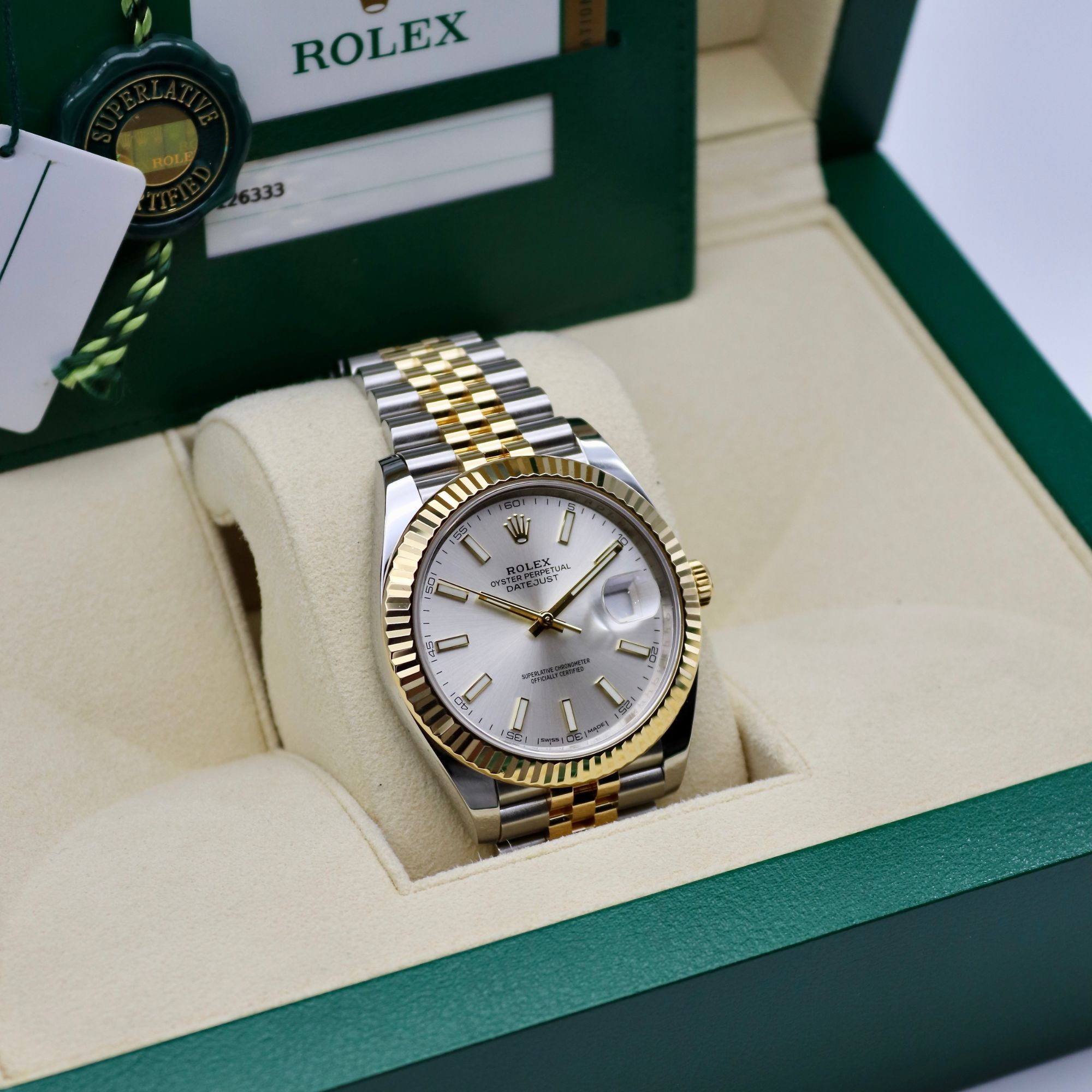 Rolex Datejust 41mm Two-Tone Silver Dial Fluted Bezel Jubilee Bracelet 126333 - Image 7