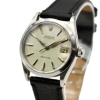 Rolex OysterDate Precision 31mm White Dial Stainless Steel Black Leather Strap 6466