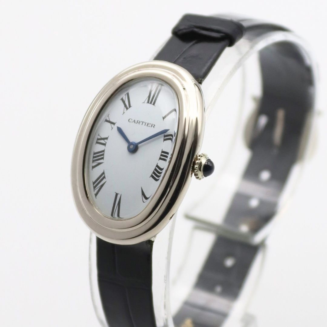 Cartier Baignoire White Dial 18k White Gold Manual 22x31mm Leather Strap 78094 - Image 2