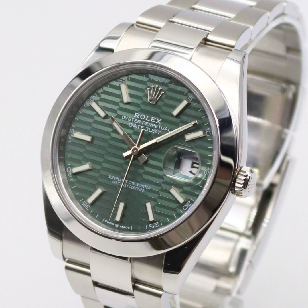 Rolex Datejust 41mm Smooth Bezel Green Motif Dial Stainless Steel Oyster Bracelet 126300 - Image 2