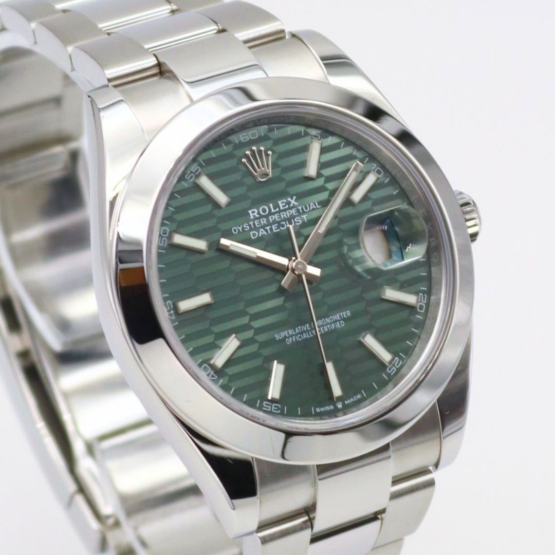 Rolex Datejust 41mm Smooth Bezel Green Motif Dial Stainless Steel Oyster Bracelet 126300 - Image 3