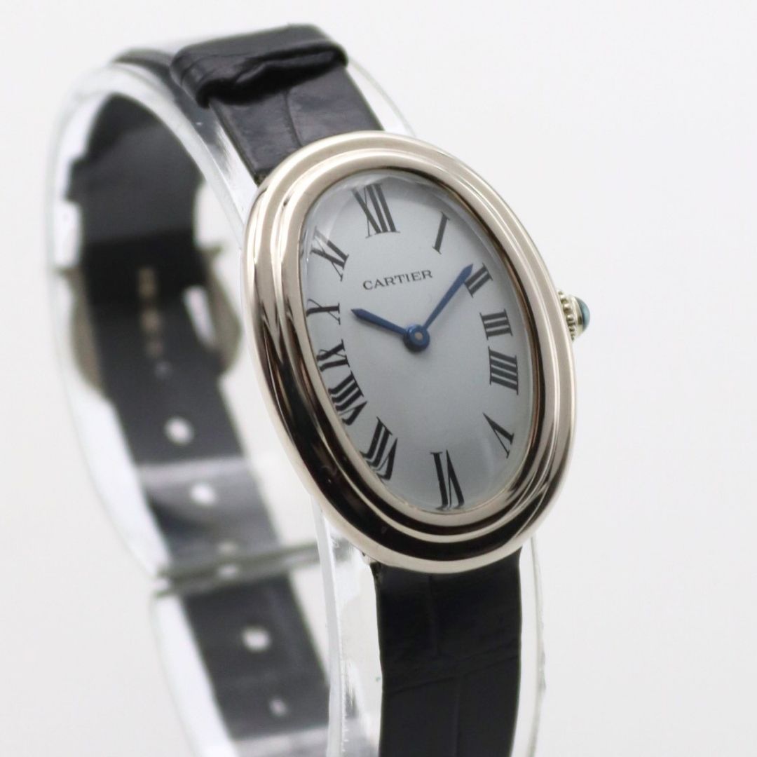 Cartier Baignoire White Dial 18k White Gold Manual 22x31mm Leather Strap 78094 - Image 3