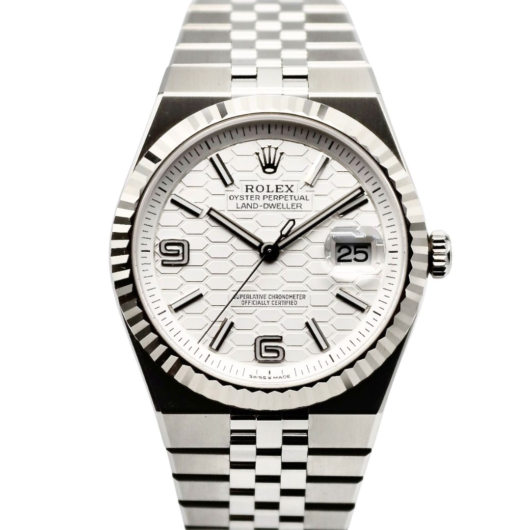 Rolex Land-Dweller 40mm Intense White Honeycomb Motif Dial Stainless Steel 127334