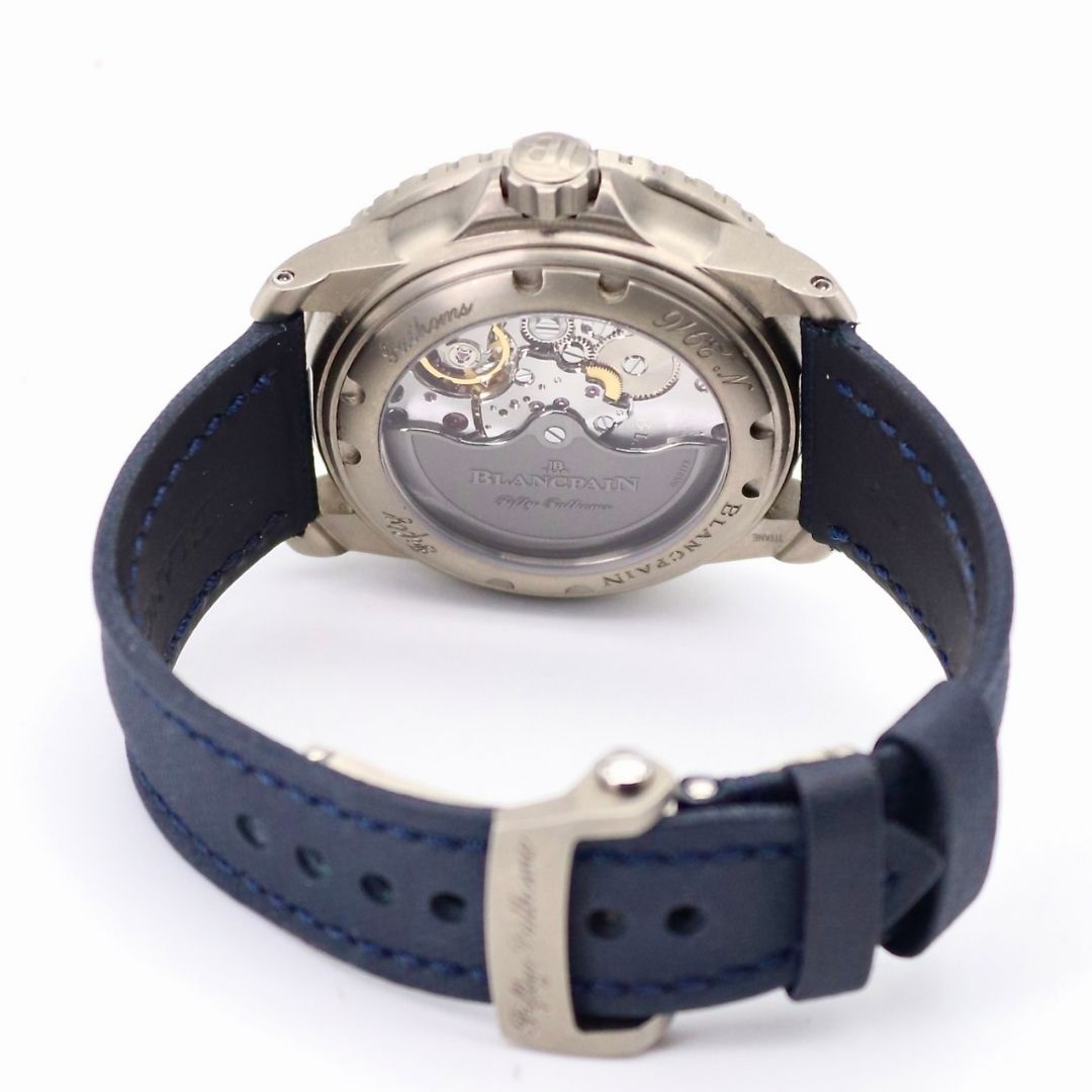 Blancpain Fifty Fathoms Automatique Blue Dial 45mm Titanium Case Blue Sail Canvas Strap 5015 12B40 O52B - Image 4