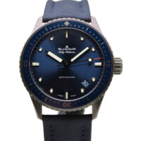 Blancpain Bathyscaphe 43mm Blue Dial Grey Ceramic Case 5000-0240-O52A
