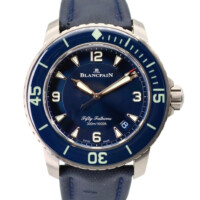 Blancpain Fifty Fathoms Automatique Blue Dial 45mm Titanium Case Blue Sail Canvas Strap 5015 12B40 O52B