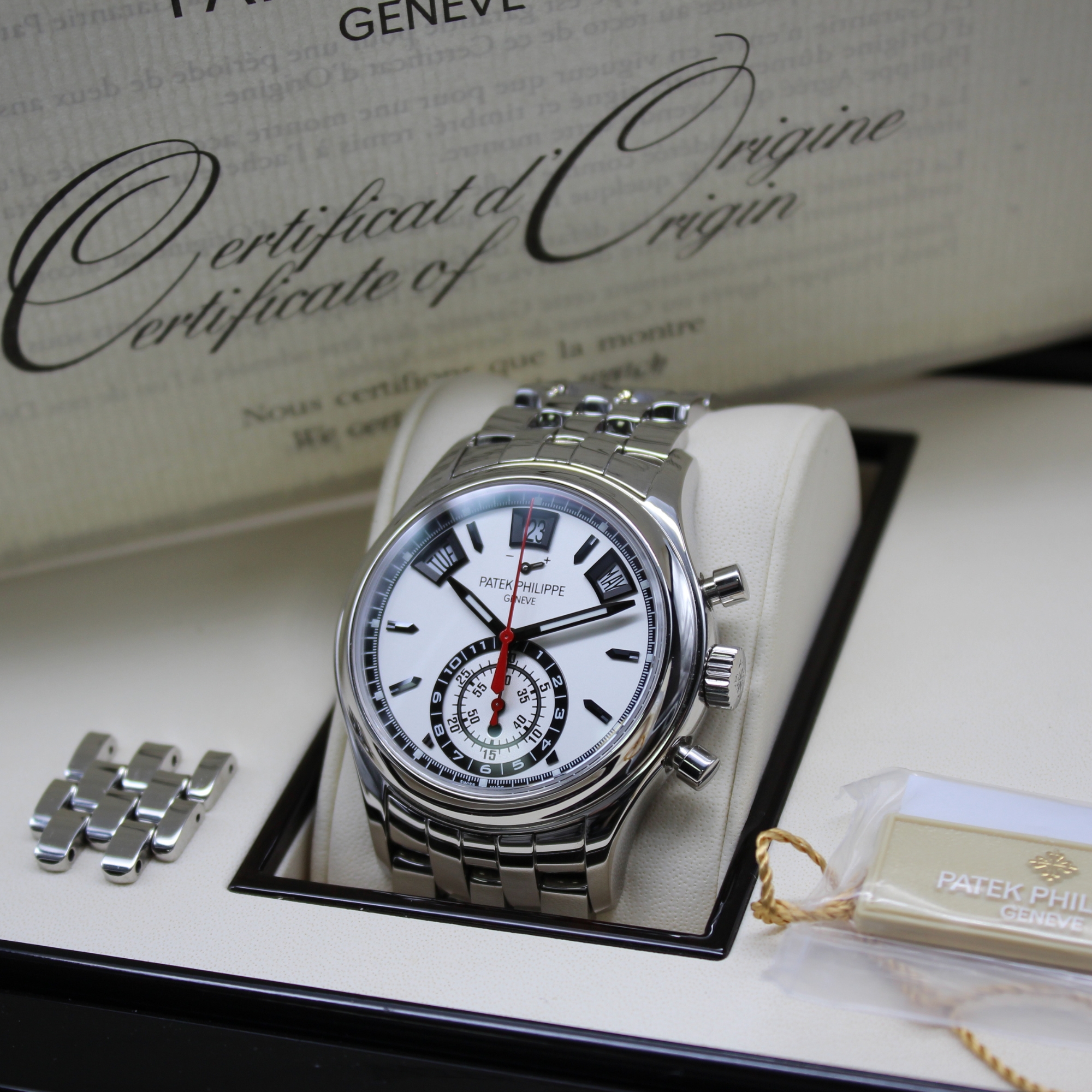 Patek Philippe Annual Calendar Chronograph 40.5mm White Dial Stainless Steel 5960/1A-001 - Image 8