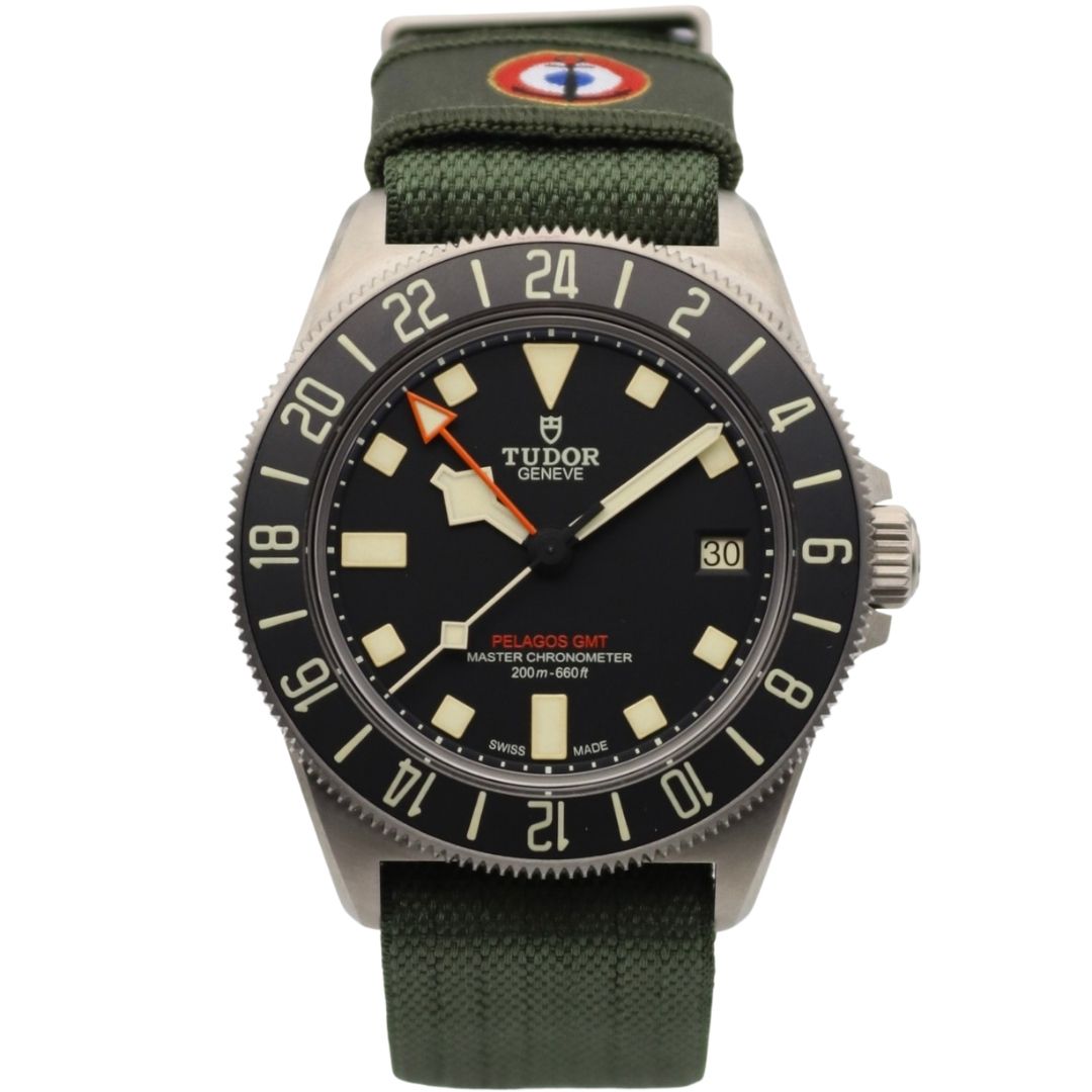 Tudor Pelagos FXD GMT 42mm Black Dial Titanium Green Fabric Strap 2542G267NU
