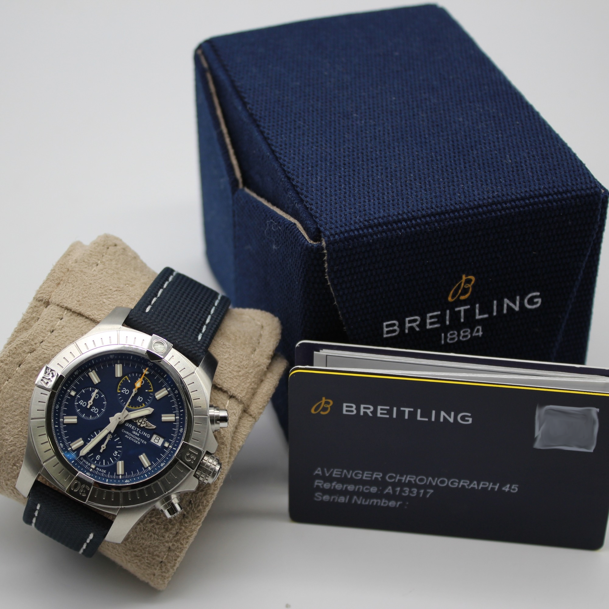 Breitling Avenger Chronograph Blue Dial Blue Leather 45mm A13317 - Image 7