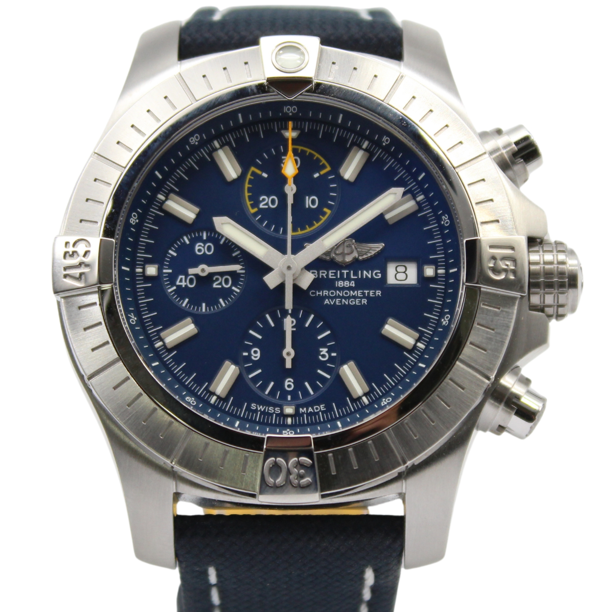 Breitling Avenger Chronograph Blue Dial Blue Leather 45mm A13317