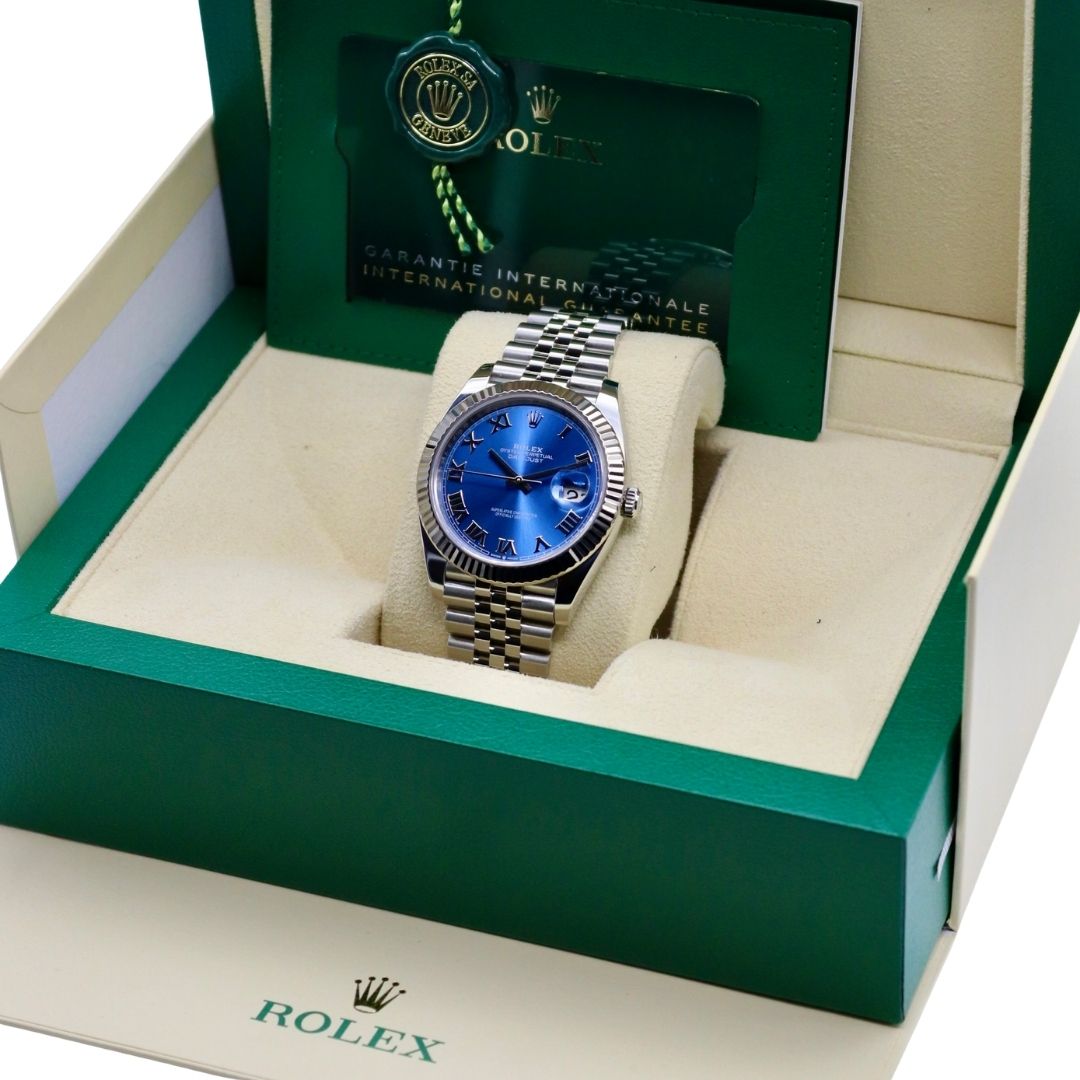 Rolex Datejust 41mm Blue Roman Dial Fluted Bezel Jubilee Bracelet Stainless Steel 126334 - Image 7
