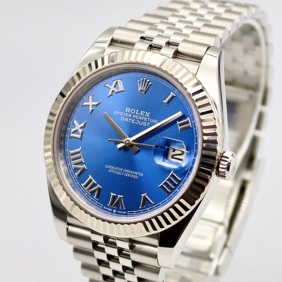 Rolex Datejust 41mm Blue Roman Dial Fluted Bezel Jubilee Bracelet Stainless Steel 126334 - Image 2