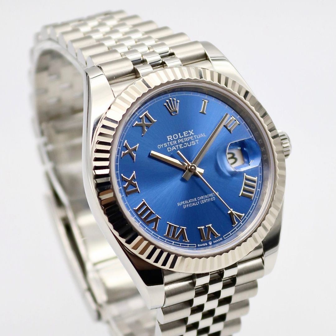 Rolex Datejust 41mm Blue Roman Dial Fluted Bezel Jubilee Bracelet Stainless Steel 126334 - Image 3