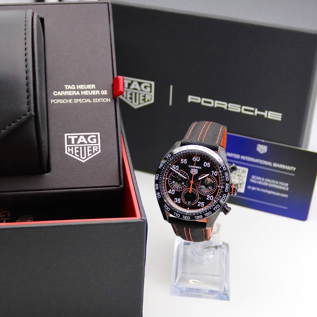 TAG Heuer Carrera Chronograph 'Porsche Orange Racing' 44mm DLC Stainless Steel CBN2A1M.FC6526 - Image 6