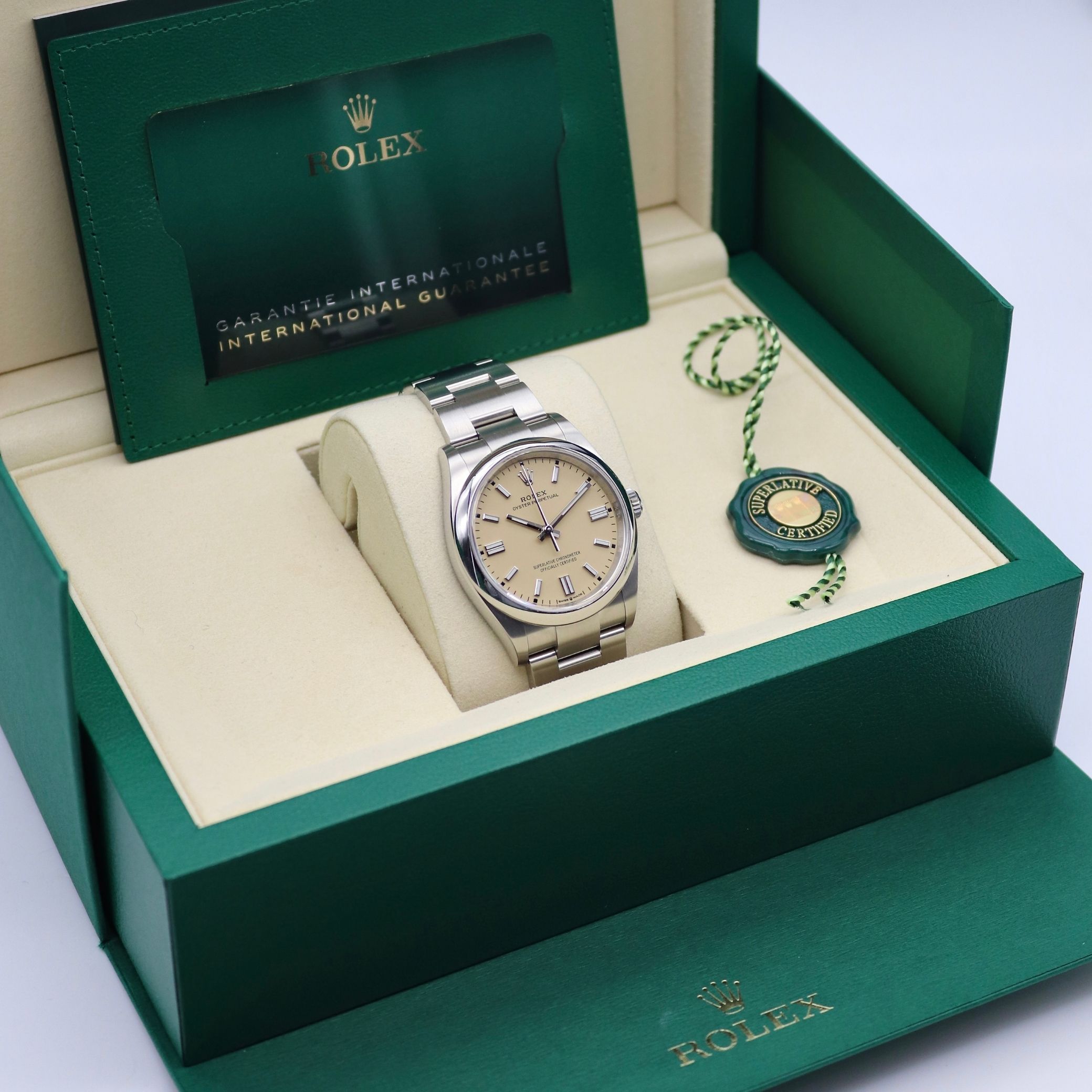 Rolex Oyster Perpetual 36mm Beige Dial Stainless Steel 126000 - Image 7