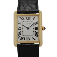 Cartier Tank Solo Quartz 34.8mm x 27.4mm White Dial 18k Yellow Gold W1018855