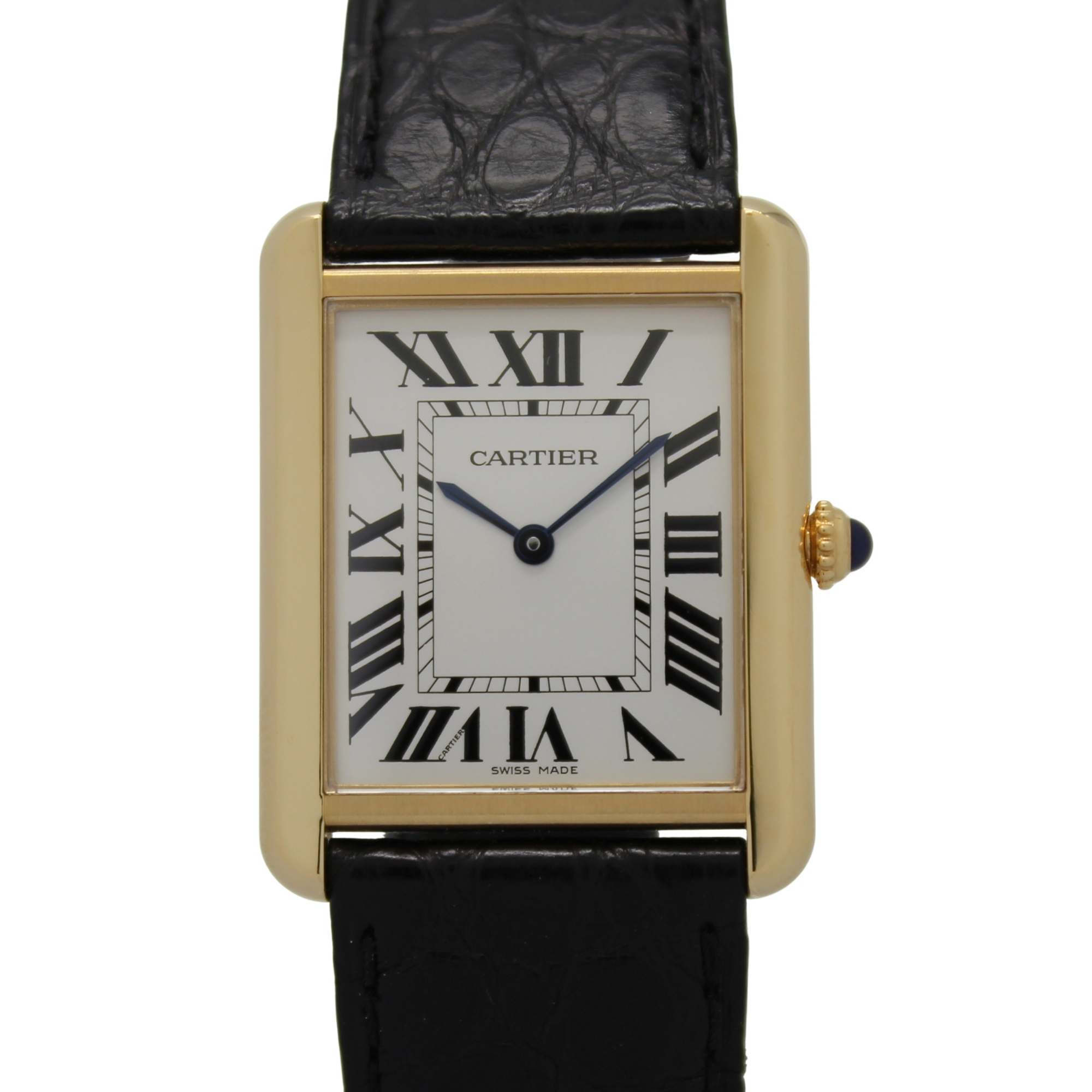 Cartier Tank Solo Quartz 34.8mm x 27.4mm White Dial 18k Yellow Gold W1018855