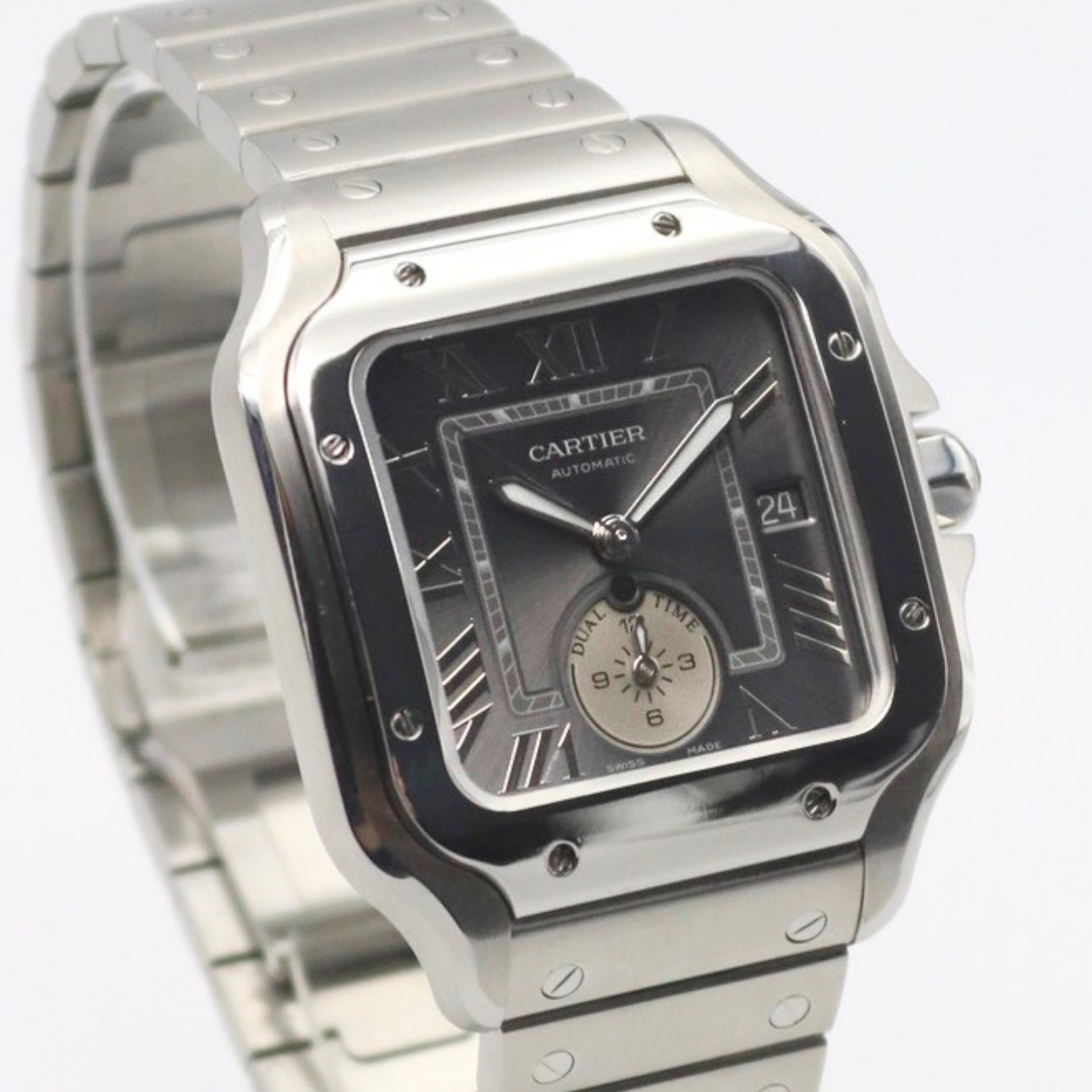 Cartier Santos Dual Time 40mm Grey Dial Stainless Steel WSSA0076 - Image 3