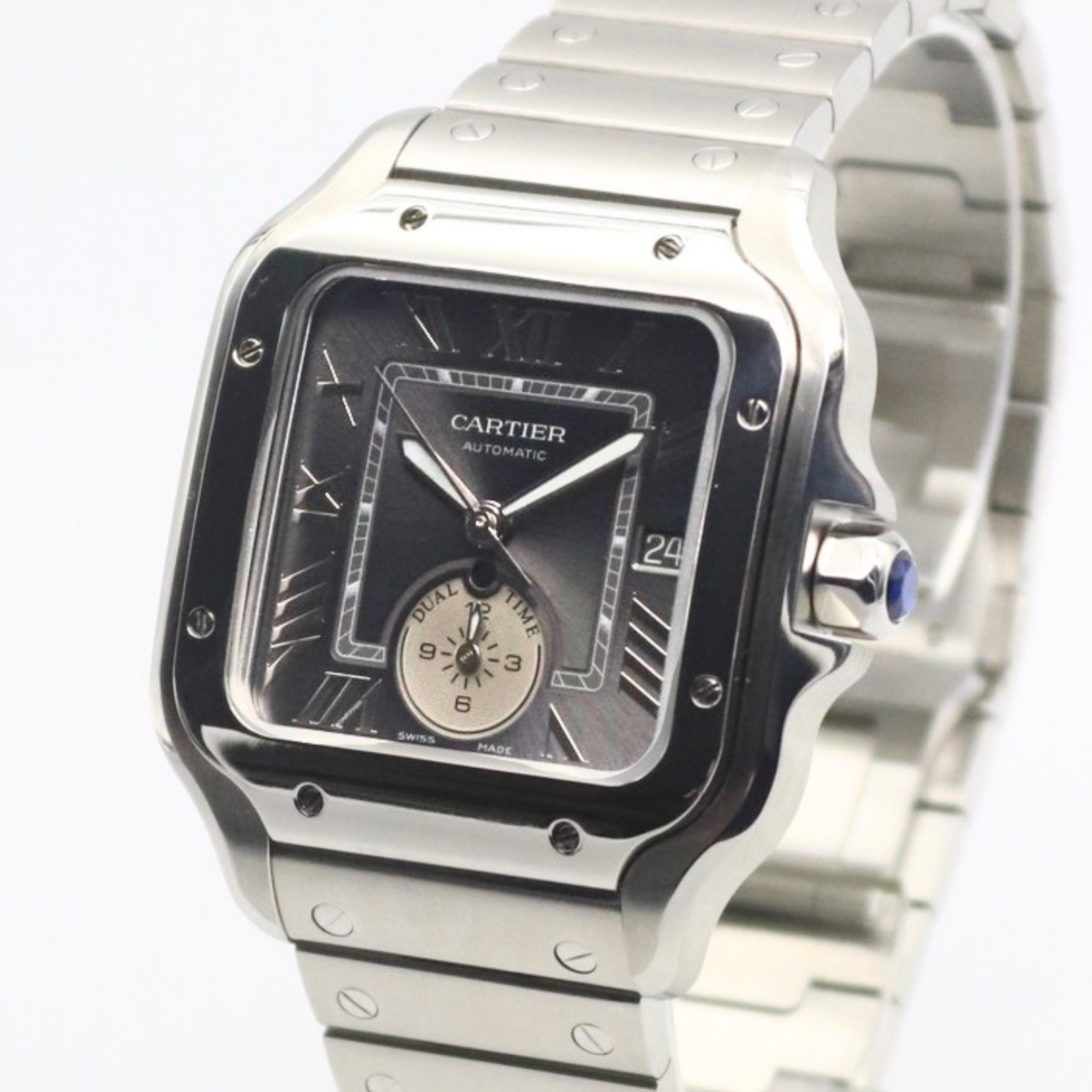 Cartier Santos Dual Time 40mm Grey Dial Stainless Steel WSSA0076 - Image 2