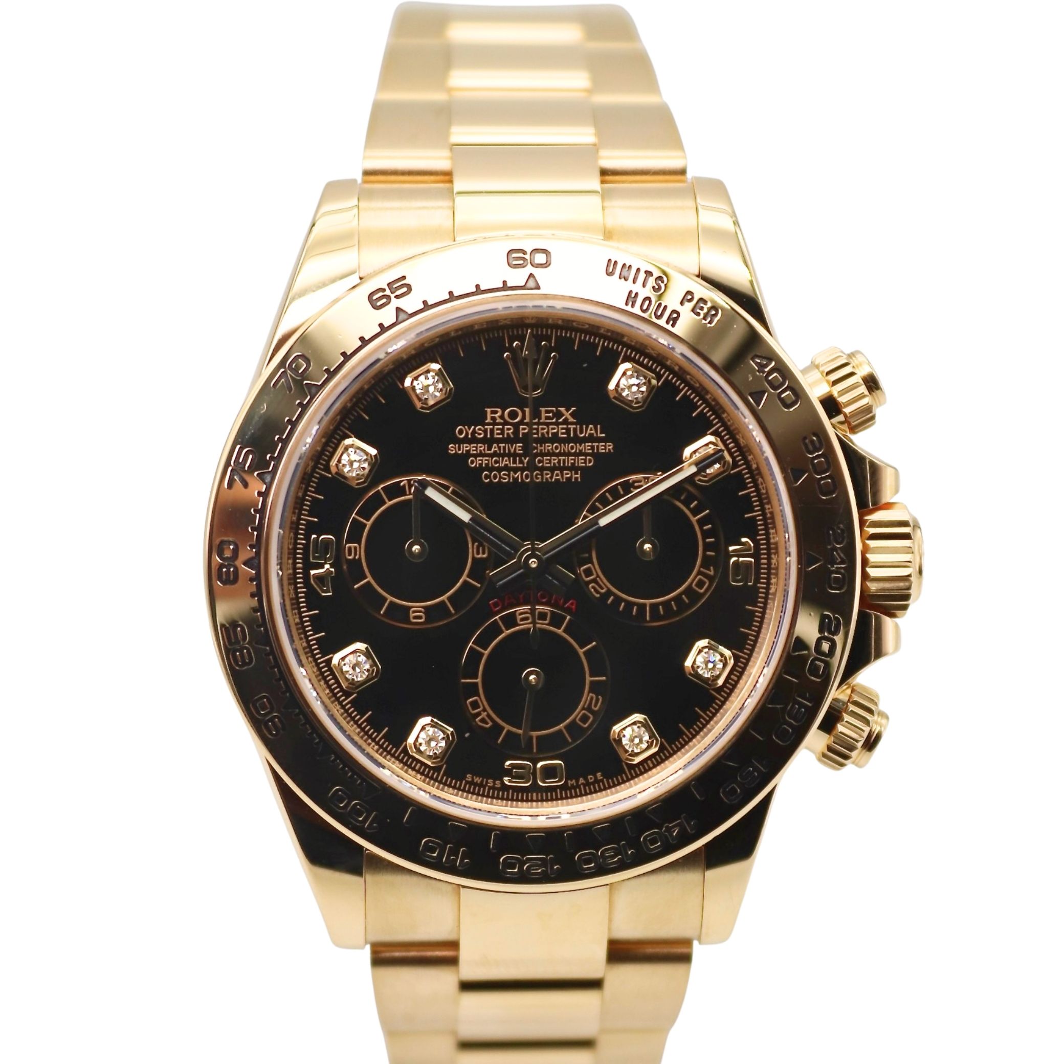 Rolex Daytona Black Diamond Dial 18k Yellow Gold 116508