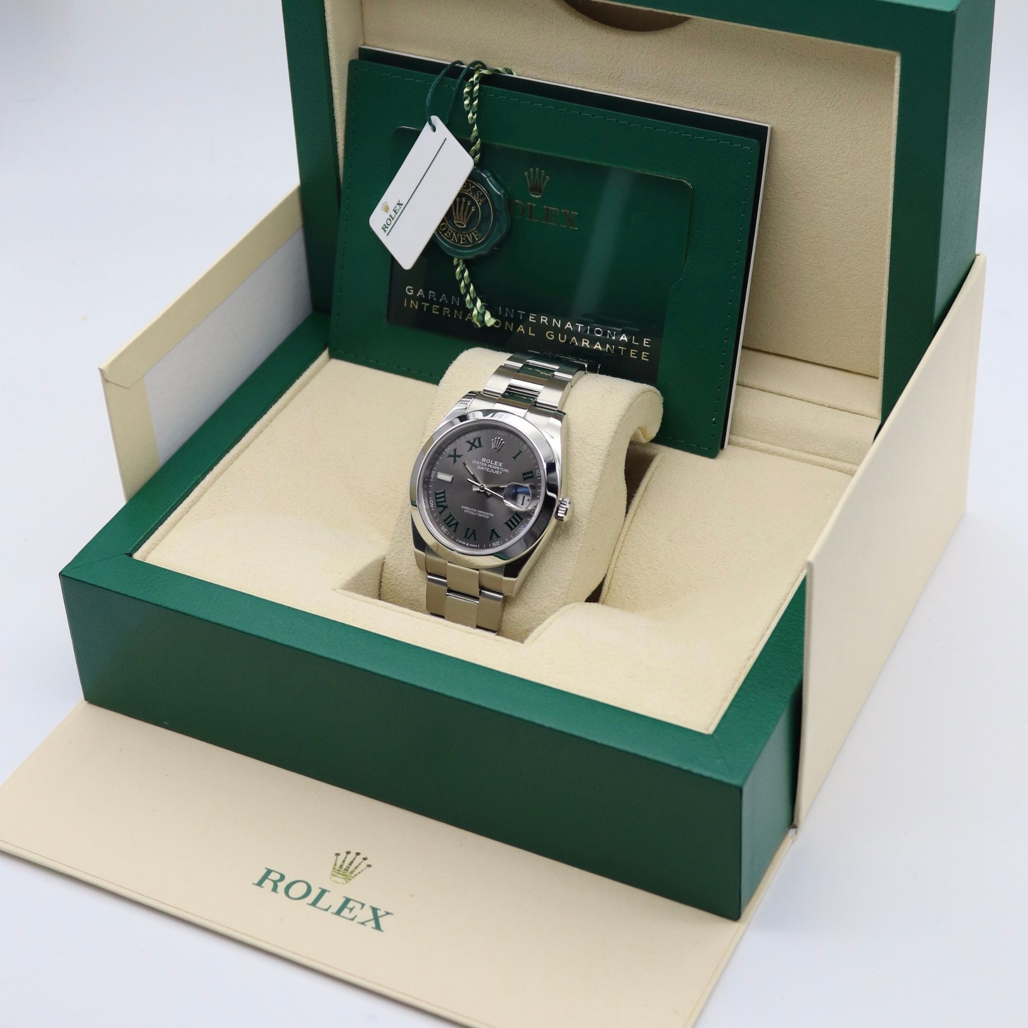 Rolex Datejust 41mm Oyster Bracelet Smooth Bezel Wimbledon Dial 126300 - Image 6