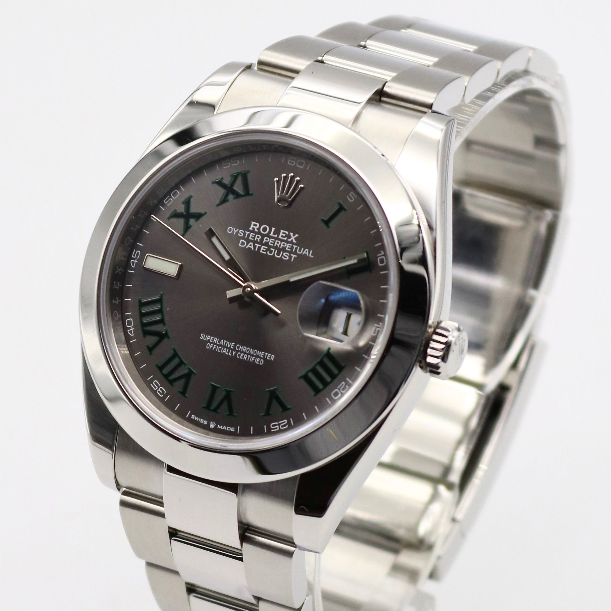 Rolex Datejust 41mm Oyster Bracelet Smooth Bezel Wimbledon Dial 126300 - Image 2