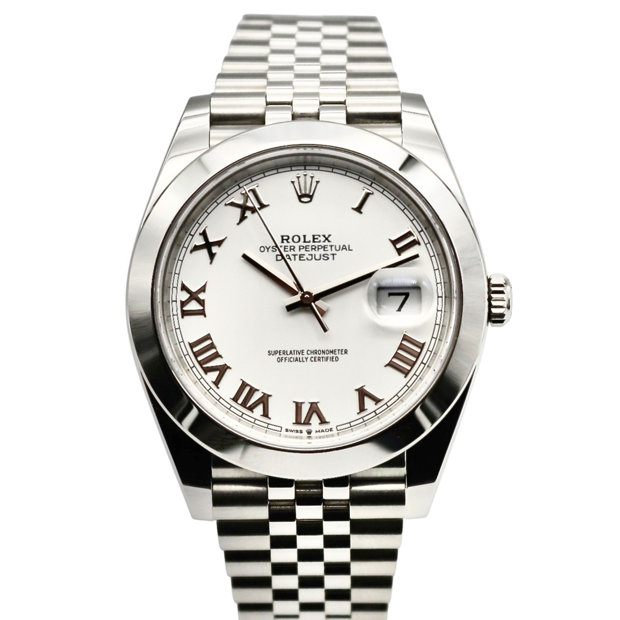 Rolex Datejust 41mm White Roman Dial Jubilee Bracelet Stainless Steel 126300