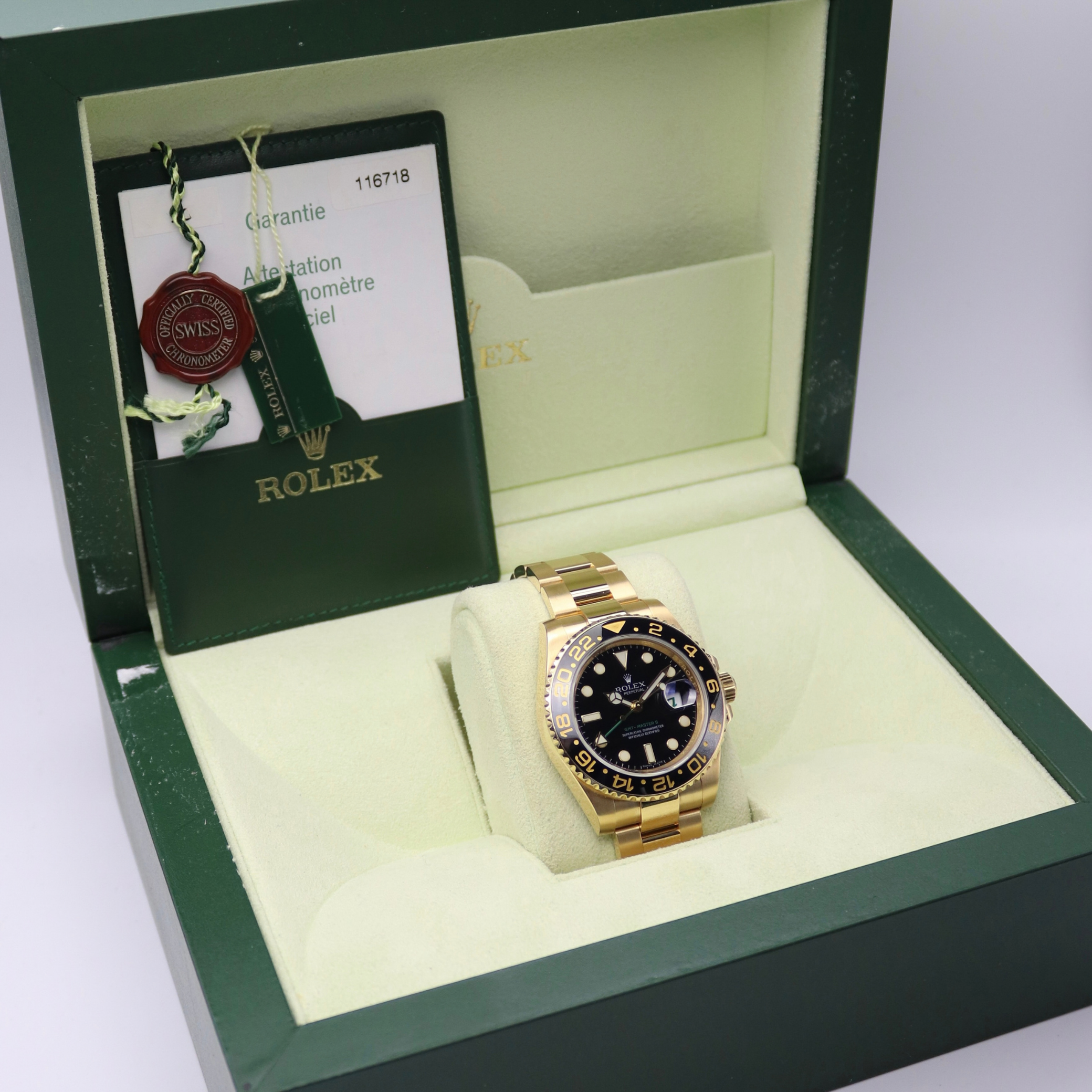 Rolex GMT-Master II 18k Yellow Gold Black Dial Ceramic Bezel 116718LN - Image 7