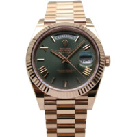 Rolex Day-Date 40mm Olive Green Roman Dial 18k Rose Gold 228235